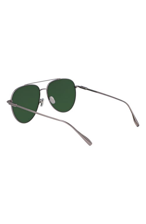 Shop Ferragamo Gancini Evolution 61mm Aviator Sunglasses In Light Ruthenium/green