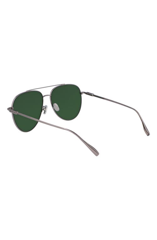 Ferragamo Gancini Evolution 61mm Aviator Sunglasses In Light Ruthenium/green