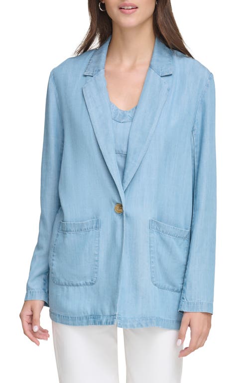 DKNY One-Button Chambray Blazer Glacier at Nordstrom,