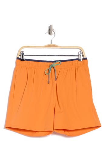 Bugatchi Solid Swim Trunks In Tangerine