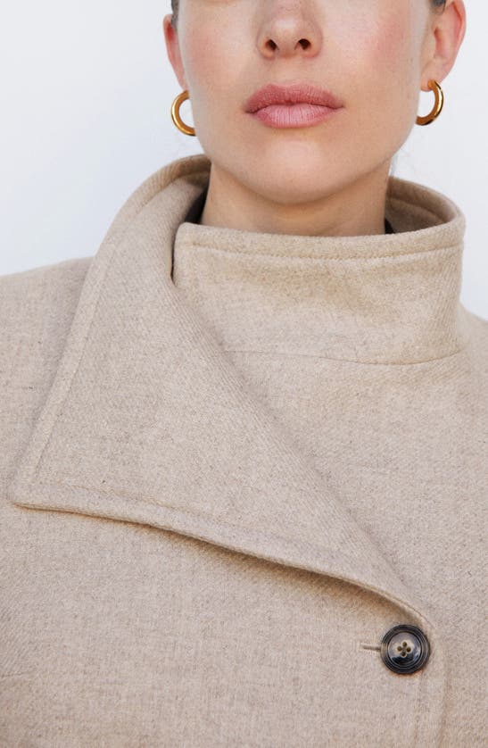 Shop Mango Longline Wool Blend Coat In Medium Brown