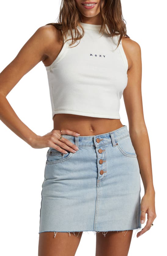 Shop Roxy Roxify Sleeveless Rib Crop Top In Egret