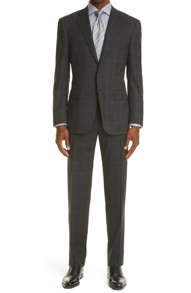 Canali Sienna Soft Classic Fit Plaid Wool Suit, Main, color, 
