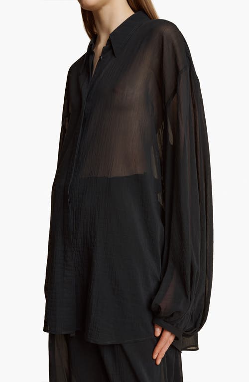 Shop Khaite Bam Sheer Cotton & Silk Button-up Shirt In Black