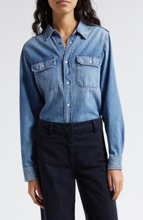 Shop Nili Lotan Nais Denim Shirt In Light Wash