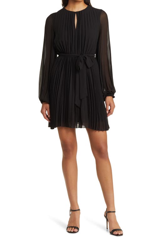 sam edelman savana long-sleeve tie mini dress Sam Edelman Long Sleeve Pleated Georgette Dress in Dark Pink