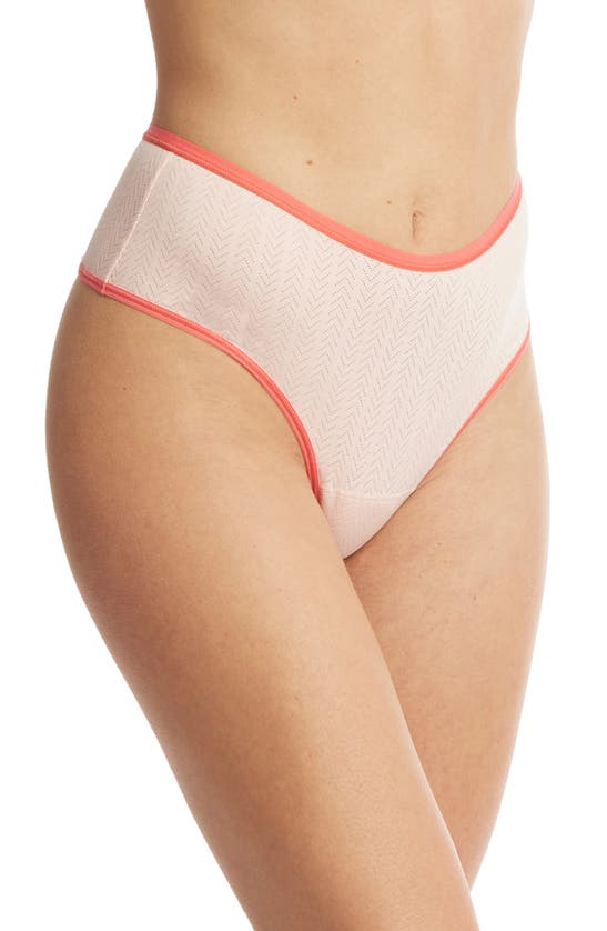 Shop Hanky Panky Movecalm Natural Rise Thong In Summerplum/morning Glory