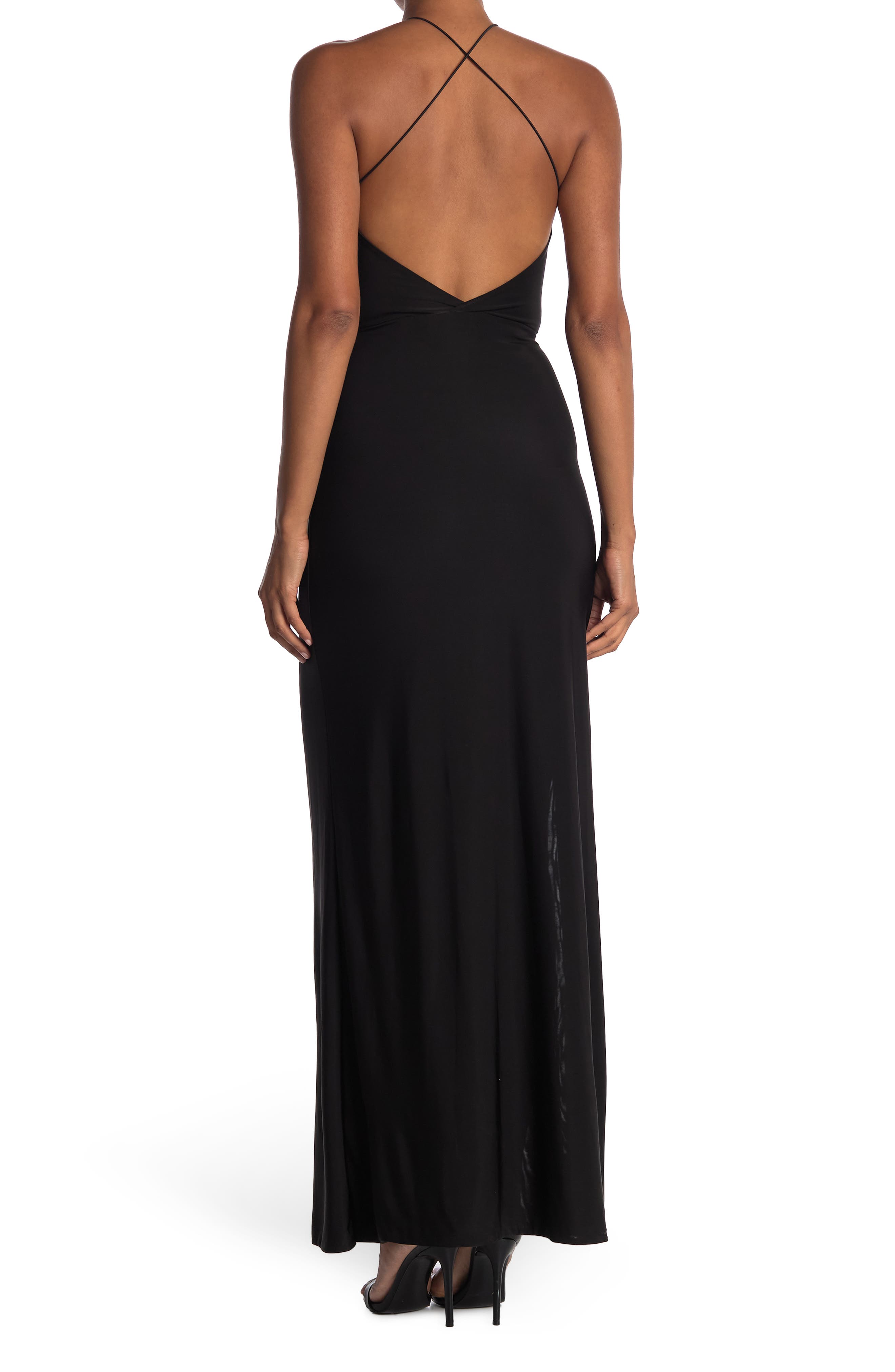 Elegant Slinky Halter Maxi Dress in Lagoon Color