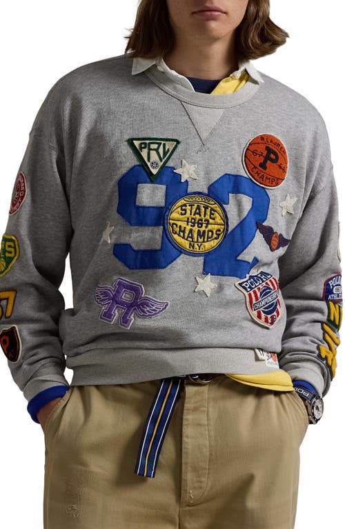 Shop Polo Ralph Lauren Basketball Appliqué Graphic Sweatshirt In Andover Heather