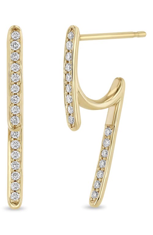 Shop Zoë Chicco Talon Diamond Hoop Earrings In 14k Yellow Gold