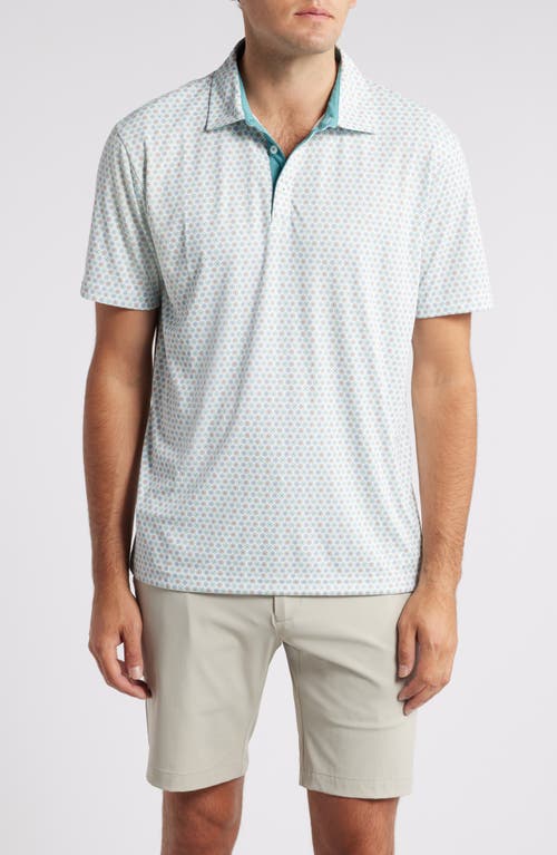 Shop Swannies Caleb Medallion Print Golf Polo In Surf Spray