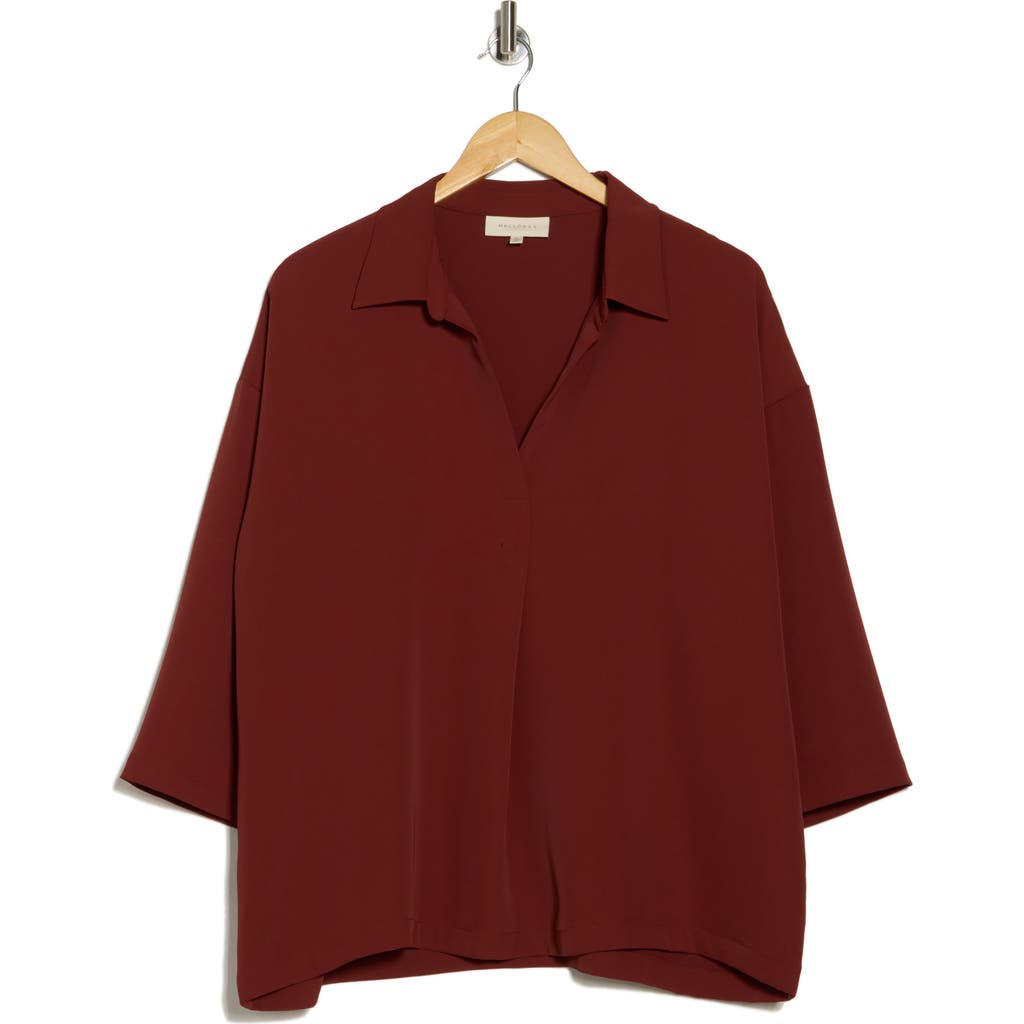 Melloday Pop Over Woven Top In Rust