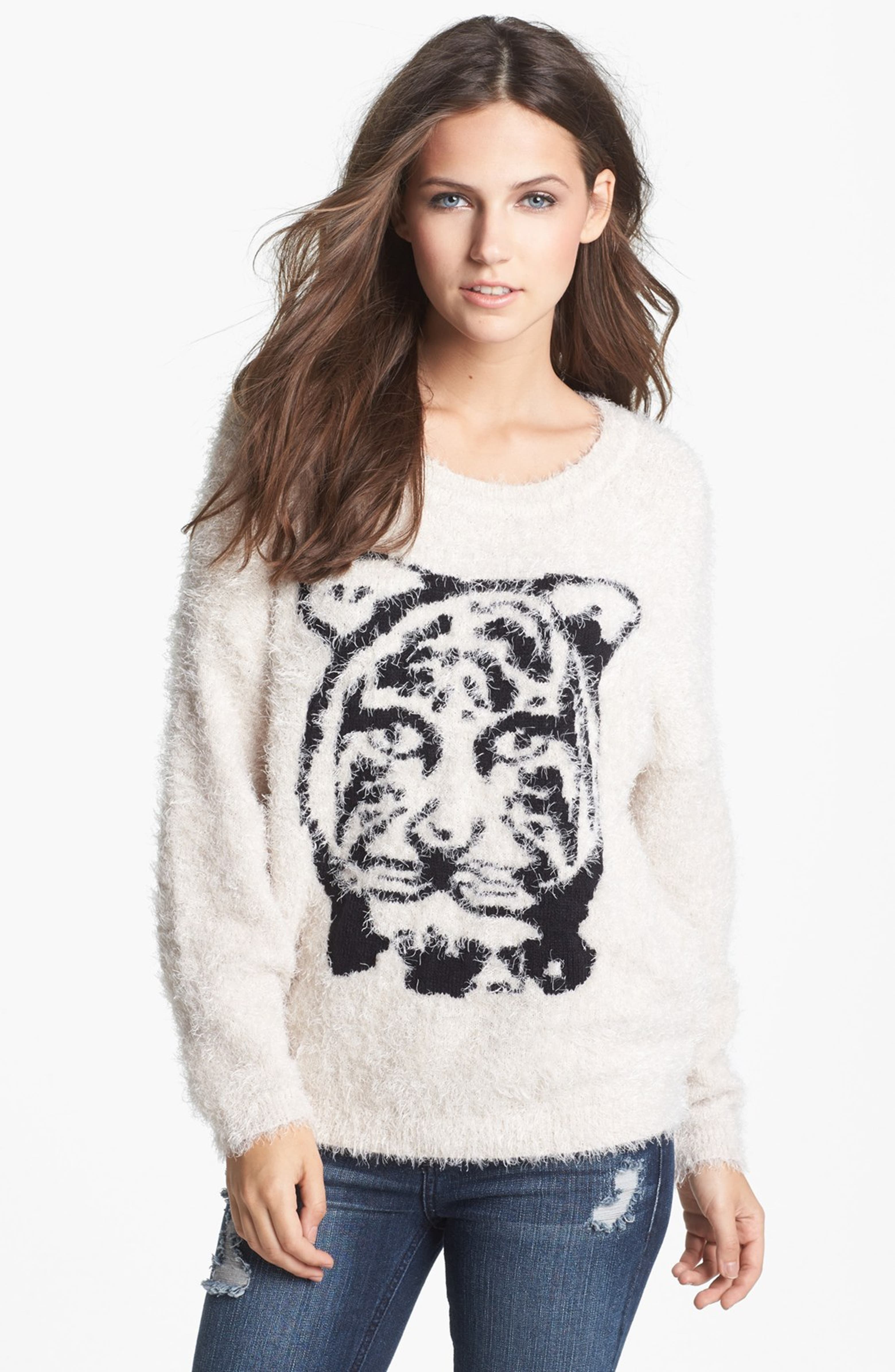 Love By Design Tiger Eyelash Sweater (Juniors) | Nordstrom