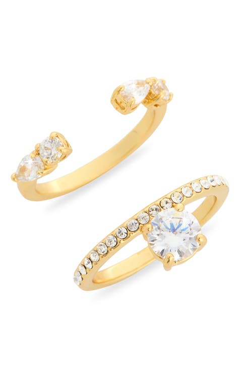 Set of 2 Cubic Zirconia Stackable Engagement Rings