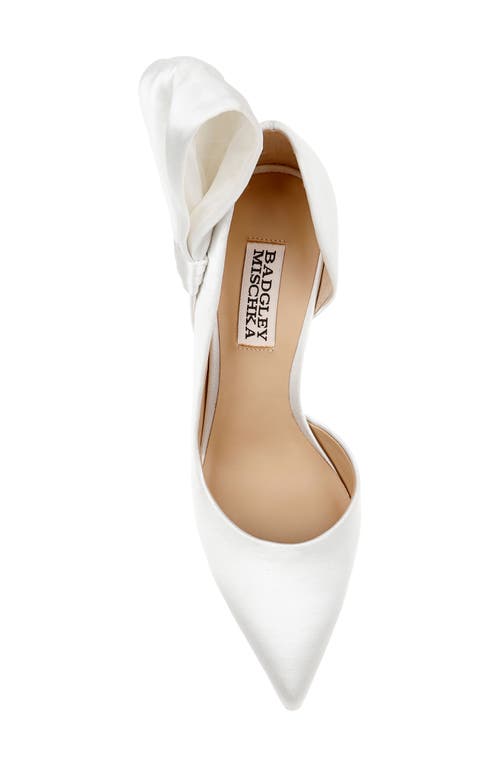 Shop Badgley Mischka Collection Alejandra Pointed Toe Half D'orsay Pump In White Satin