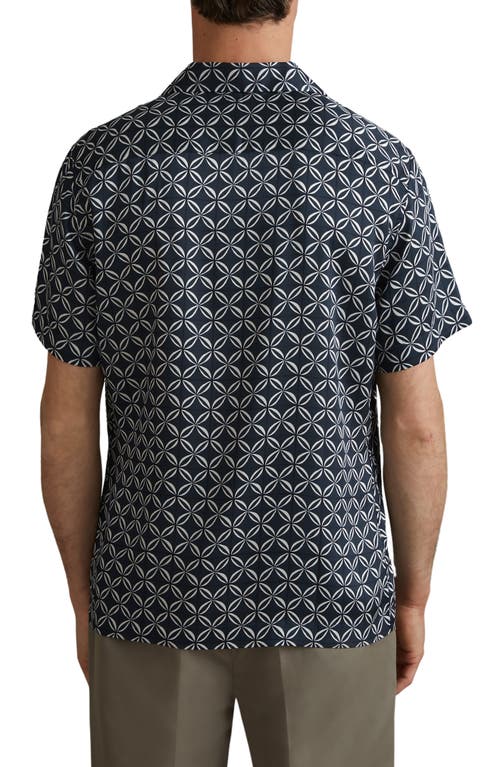 Shop Reiss Tintipan Regular Fit Camp Shirt In Navy/white