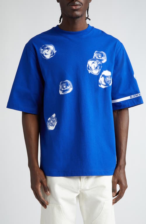 burberry Rose Print Stretch Cotton T-Shirt Knight at Nordstrom,