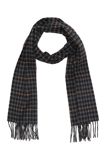 Hickey Freeman Cashmere Gingham Windowpane Scarf In Black/grey