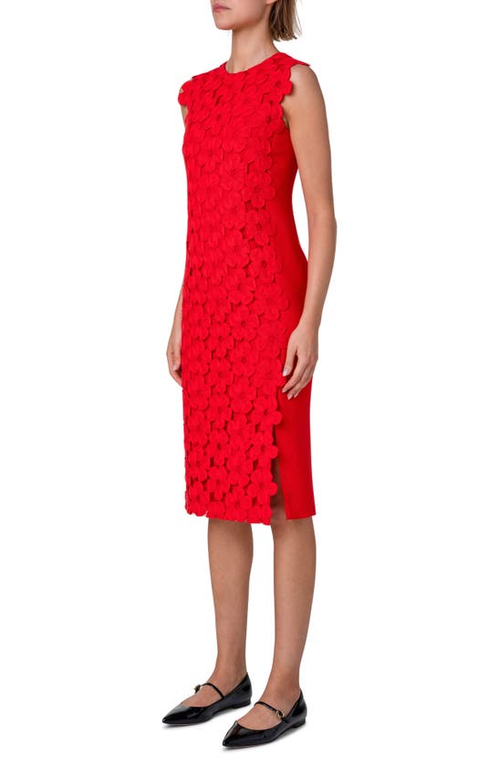 Shop Akris Anemones Lace & Silk Crepe Sheath Dress In Poppy