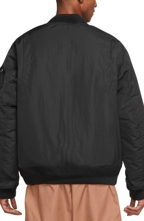 Shop Jordan Essentials Renegade Water Repellent Bomber Jacket In Black/black