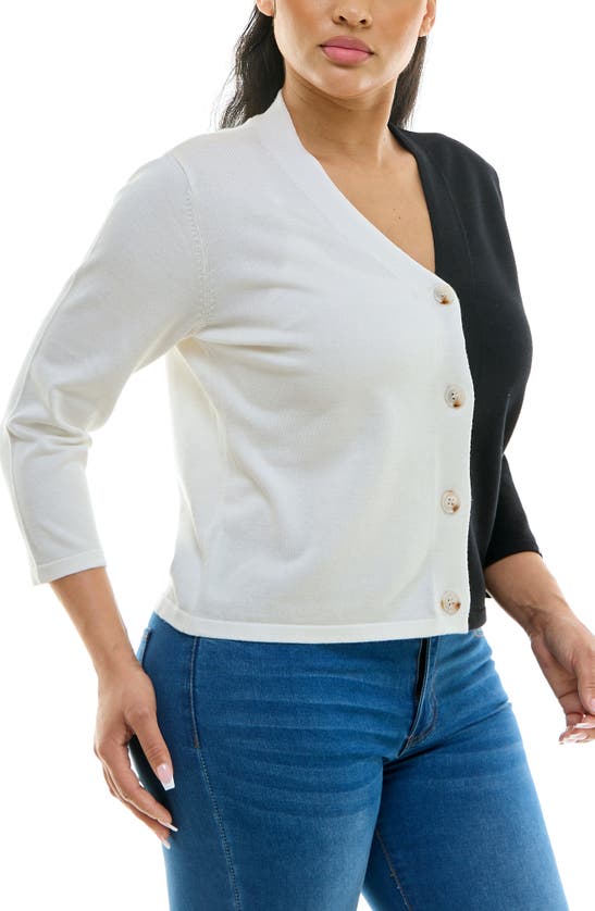 NINA LEONARD NINA LEONARD COLORBLOCK V-NECK CARDIGAN