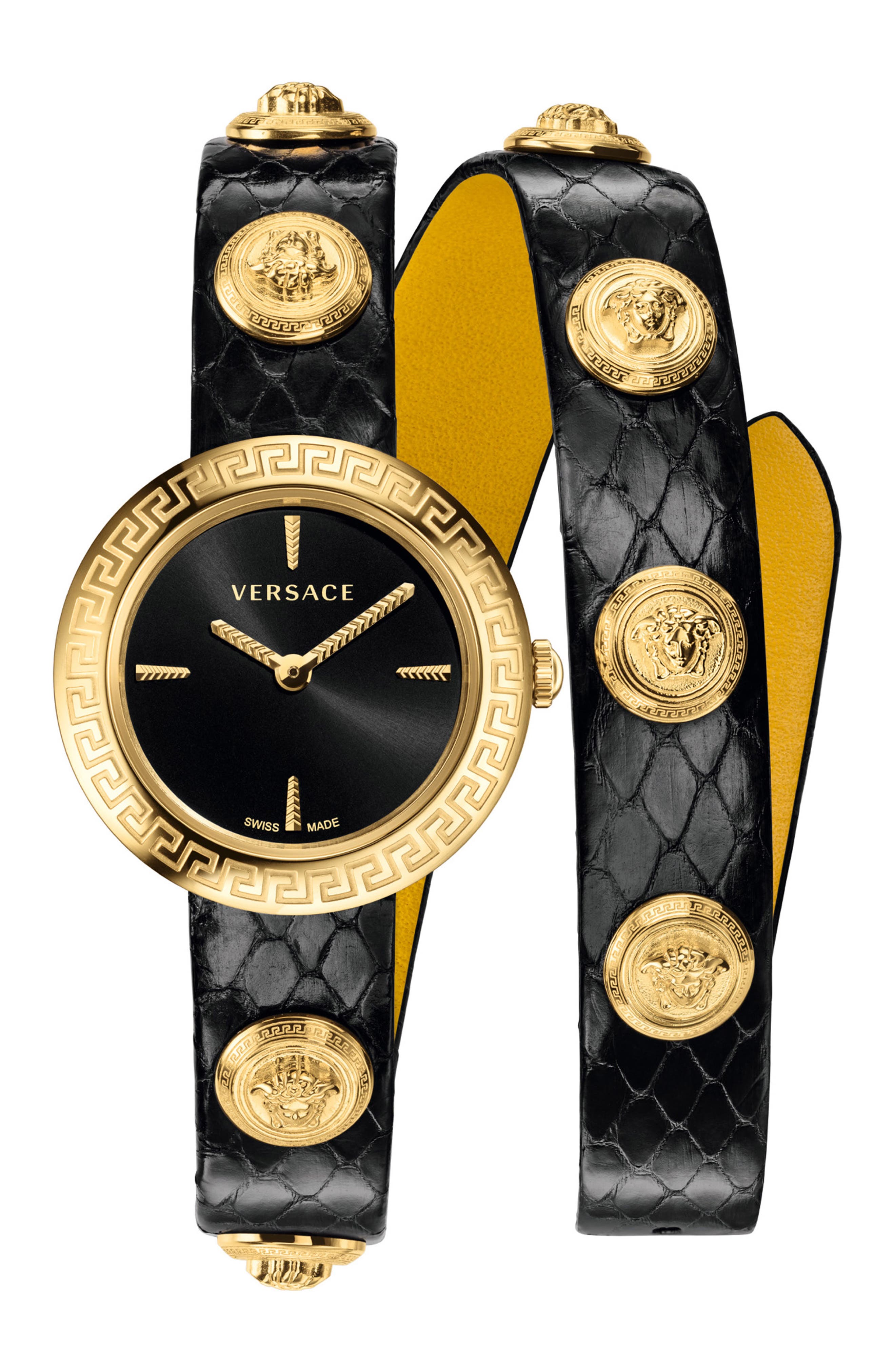 black medusa stud icon bracelet watch