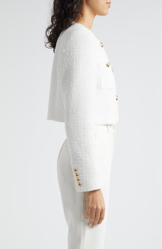 Shop Cinq À Sept Auden Crop Tweed Jacket In White