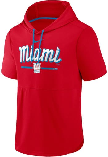 Miami Marlins Nike City Connect Short Sleeve Pullover Hoodie - Red