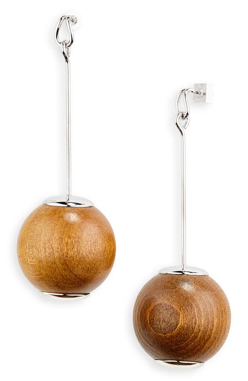 Shop Jacquemus Les Grandes Boucles Drop Earrings In Silver/brown 986