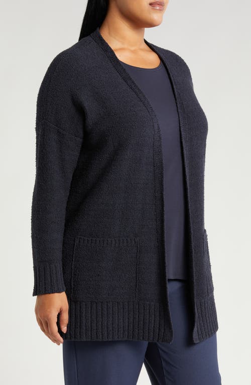 Shop Eileen Fisher Long Boxy Organic Cotton Cardigan In Nocturne