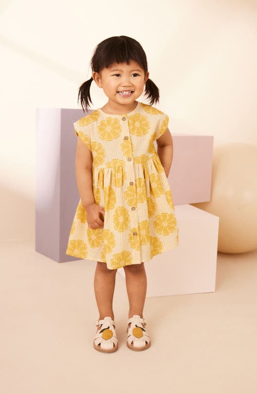 Shop Next Kids' Floral Jacquard Sleeveless Dress In Yellow