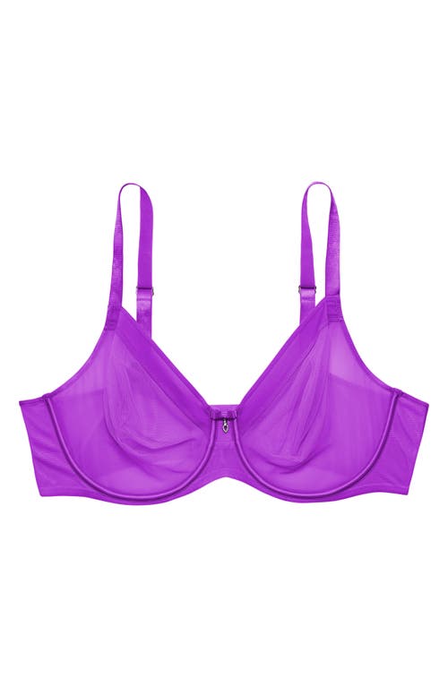 Shop Curvy Couture Full Figure Mesh Underwire Bra In Purple Passion