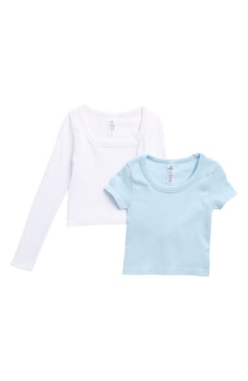90 Degree By Reflex Kids' Assorted 2-pack Tops In Omphalodes/white