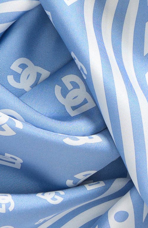Dolce & Gabbana Silk Twill Foulard With All-over Dg Logo Print (90x90) In Light Blue