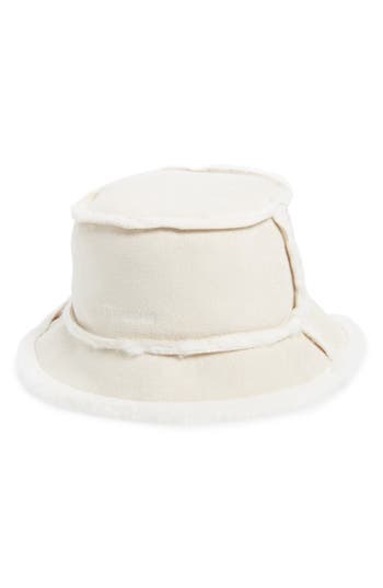 Steve Madden Mai Faux Fur Trim Bucket Hat In Off White