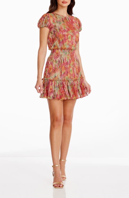 Shop Dress The Population Kenley Metalllic Floral Minidress In Bright Fuchsia Multi
