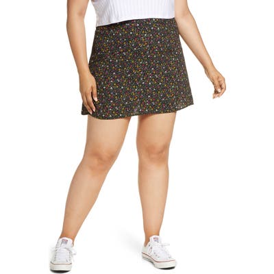 Plus Size Bp. Print Mini Skater Skirt, Black