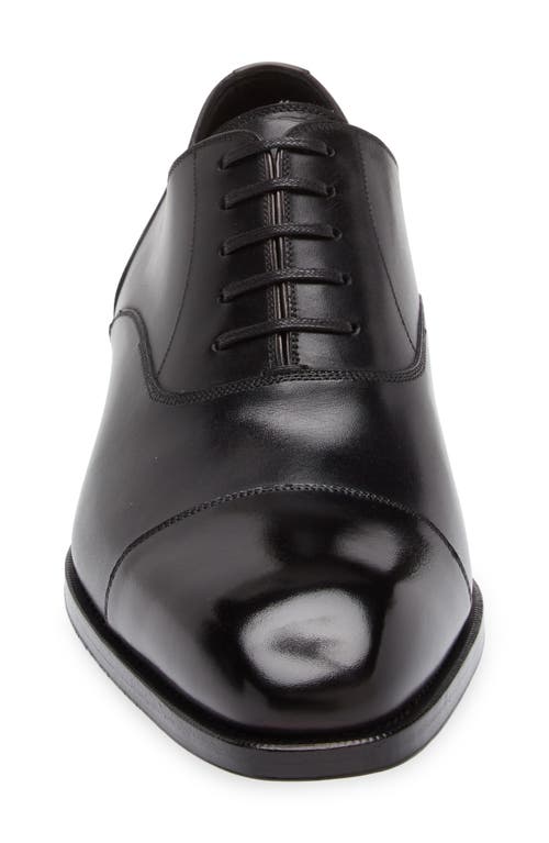 Tom Ford Elkan Burnished Leather Oxford In 1n001 Black