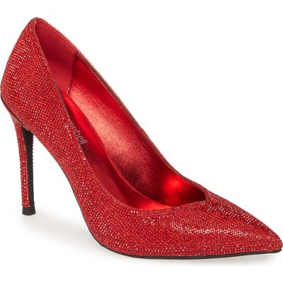 Jeffrey Campbell Lure-Js Crystal Embellished Pointed Toe Pump, Red