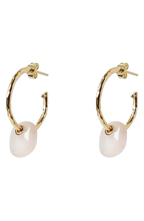 Argento Vivo Sterling Silver Semiprecious Stone Medium Hammered Hoop Earrings in Gold/rose