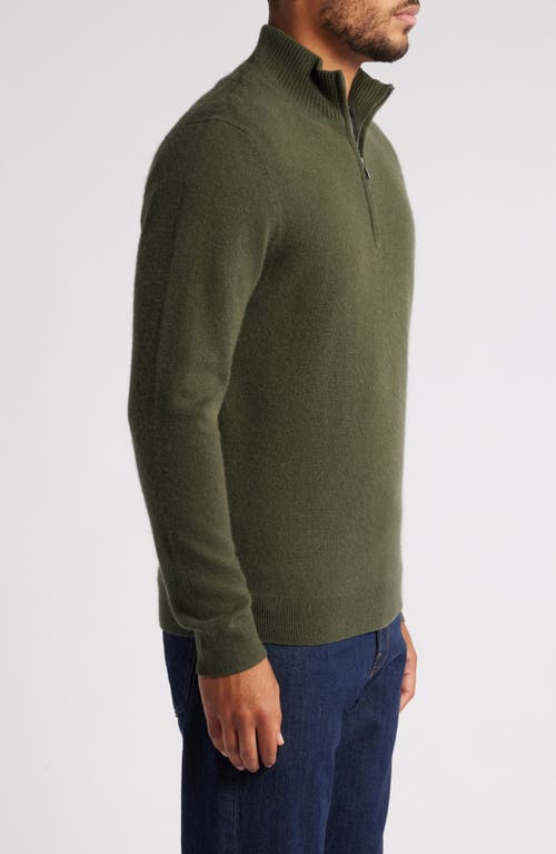 Shop Nordstrom Cashmere Quarter Zip Pullover Sweater In Green Depths