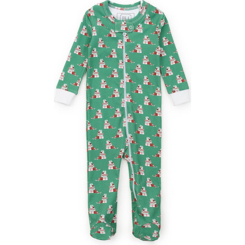 Lila And Hayes Parker Zipper Pajama In Santa's Helper