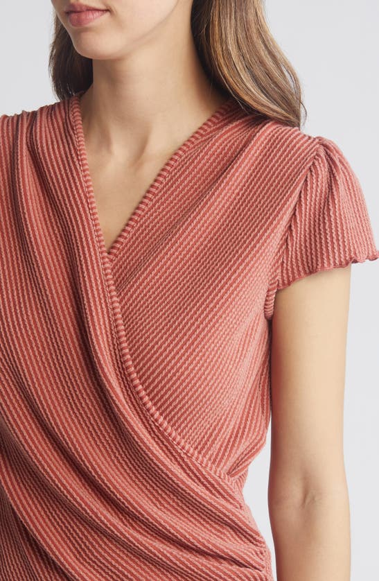 Shop Loveappella Texture Wrap Front Top In Terracotta