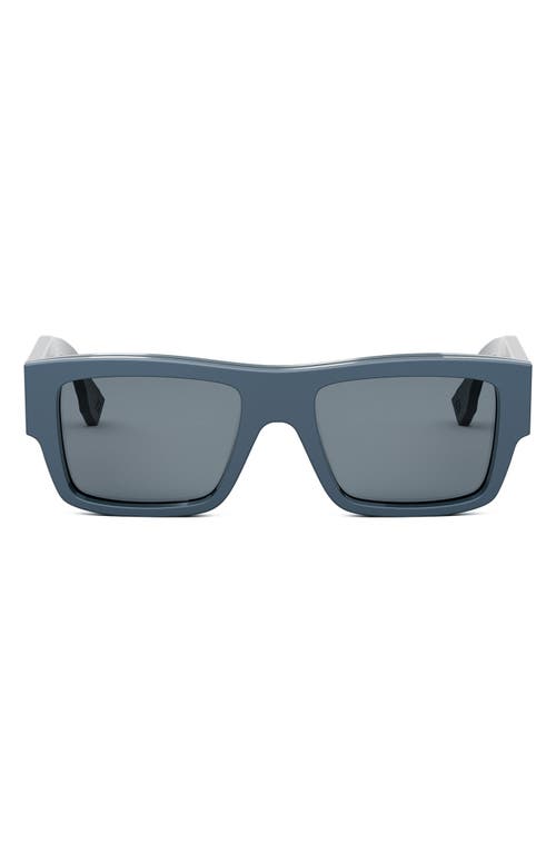 Fendi The  Signature 53mm Rectangular Sunglasses In Shiny Blue/blue