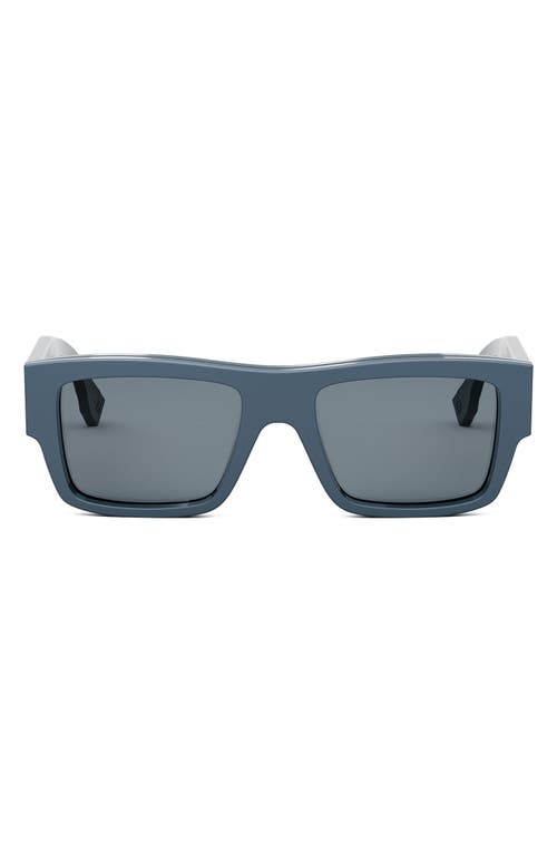 Fendi The Signature 53mm Rectangular Sunglasses In Shiny Blue/blue