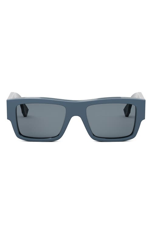 The Fendi Signature 53mm Rectangular Sunglasses in Shiny Blue /Blue 