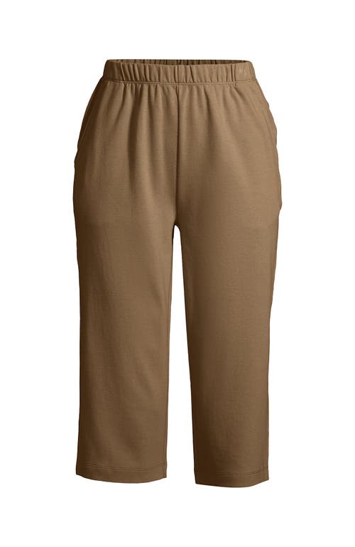 Shop Lands' End Sport Knit High Rise Elastic Waist Capri Pants In Rich Camel