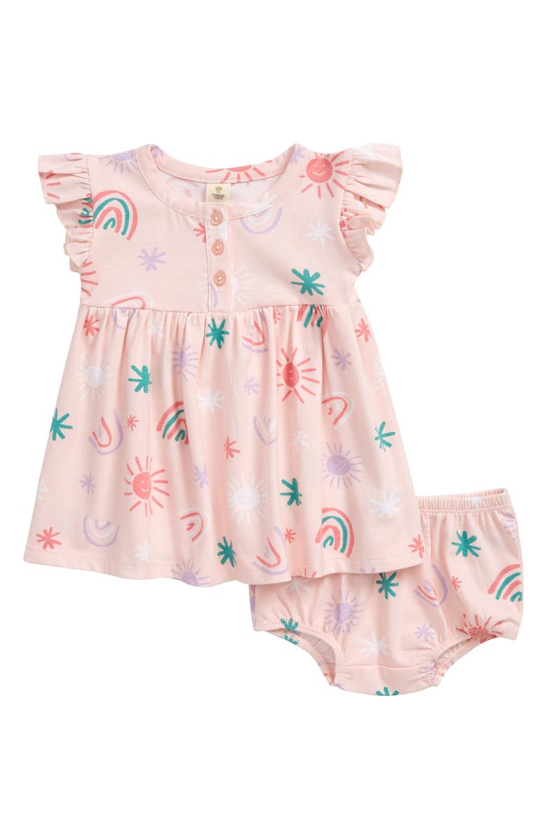 TUCKER + TATE Flutter Sleeve Dress, Main, color, PINK ENGLISH RAINBOW SKIES