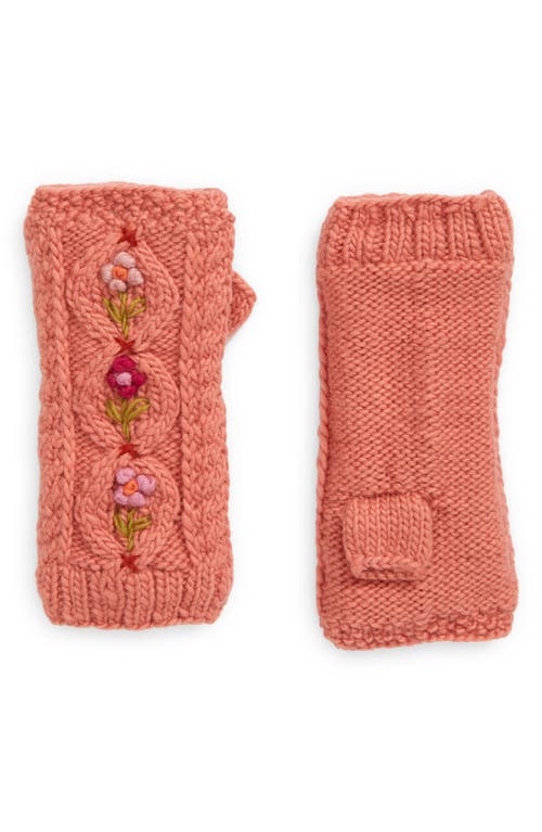 FRENCH KNOT Tilly Fingerless Wool Gloves in Salmon