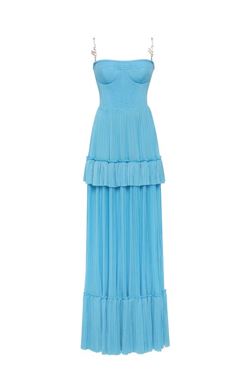 MILLA MILLA SKY-BLUE SPAGHETTI STRAP PLEATED MAXI DRESS